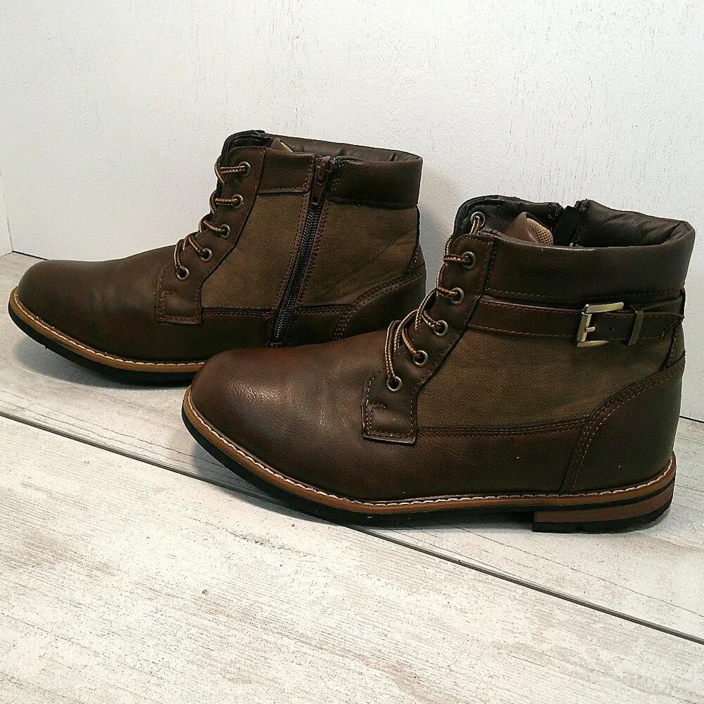 Steve Madden BBELAY Chukka Boots Youth Men's Kids Size 6 chocolate Brown Zip-Up